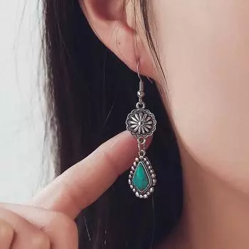 Винтажные серьги в стиле бохо для женщин зелёный