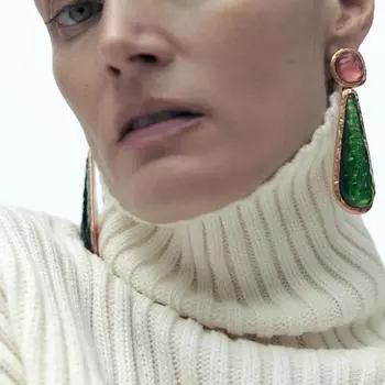 Винтажные женские серьги из смолы, шпильки из геометрического сплава, индивидуальность и художественность зелёный