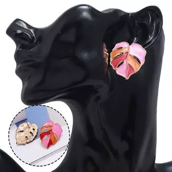 Винтажные женские серьги из сплава с полостями и листьями, капающее масло, персонализированная личность 2.7*3.5cm жёлтый