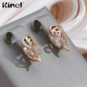 Винтажные женские серьги Kinel в форме сусального золота с фианитом