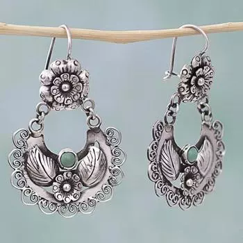 Винтажные женские серьги-кольца с инкрустацией из искусственной бирюзы и цветком, подарок ювелирных изделий