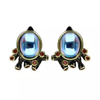 Винтажные женские серьги, нежные черные темпераментные серьги с лунным камнем, роскошные ювелирные изделия, модные серьги с кристаллами для женщин as shown чёрный