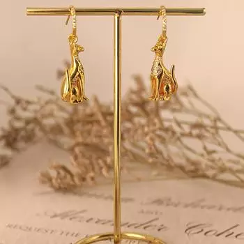 Винтажные женские серьги с египетской кошкой в изысканном стиле