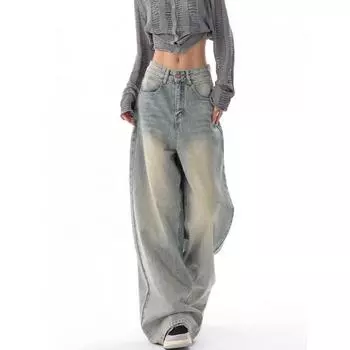 Винтажные женские широкие джинсы Harajuku мешковатые джинсовые брюки большого размера в стиле гранж уличная одежда Y2k осенние брюки корейская мода XL