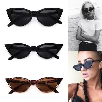 Винтажные женские солнцезащитные очки «кошачий глаз» в оправе из полимера с линзами UV400, очки double grey серый/чёрный