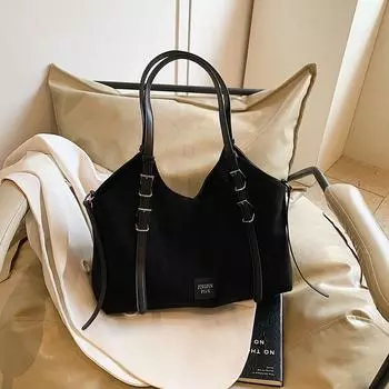 Винтажные женские сумки через плечо из искусственного замша и бархата, новые большие вместительные сумки для поездок на работу, повседневные женские сумки