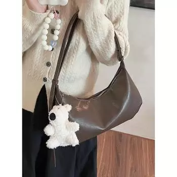 Винтажные женские сумки через плечо из искусственной кожи, осенняя новая сумка для кофе и подмышек, женская повседневная рабочая мягкая сумка для пельменей