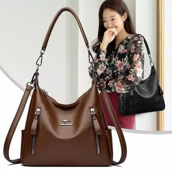 Винтажные женские сумки через плечо, модная однотонная сумка из искусственной кожи большой емкости для женщин, повседневная дорожная сумка