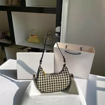 Винтажные женские сумки через плечо, повседневные сумки-хобо для женщин, новые модные женские сумки большой вместимости с узором «гусиная лапка» под мышками