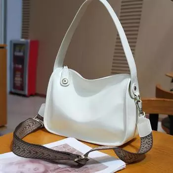 Винтажные женские сумки из натуральной кожи, модная сумка через плечо с широким ремешком, отличные сумки из воловьей кожи с двумя ремнями чёрный