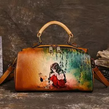 Винтажные женские сумки из натуральной кожи, сумки через плечо из натуральной кожи с вырезанными вручную узорами для женщин