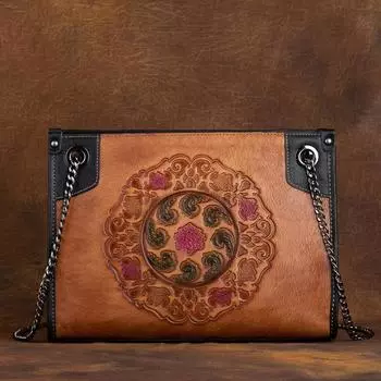 Винтажные женские сумки на плечо из натуральной кожи с тиснением для женской вечерней сумки через плечо 30cm*11cm*22cm красный