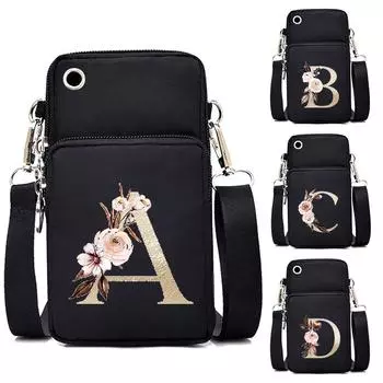 Винтажные женские сумки с цветочным алфавитом, 26 английских букв, мини-сумка для мобильного телефона, сумка через плечо, водонепроницаемый кошелек, сумки через плечо для монет зелёный