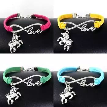Винтажные животные антикварные счастливые лошадиные амулеты бесконечность любовь кожаный браслет для женщин подарки небесно-голубой