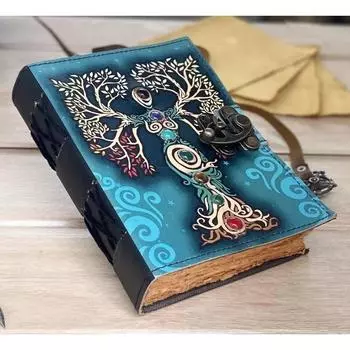 Винтажные журналы, гримуар, Кельтский ведьмин камень, кожаная книга теней, журналы 7 x 5 in