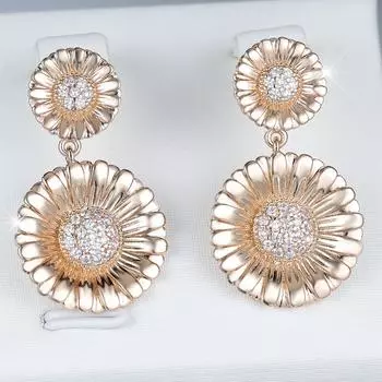 Винтажные золотые серьги-подсолнухи для женщин, элегантные серьги с цветком циркония для свадебной вечеринки, ювелирные подарки золотой