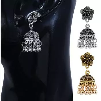 Винтажные золотые серьги-подвески с бусинами в виде цветка Серьги с аксессуарами One Size золотой