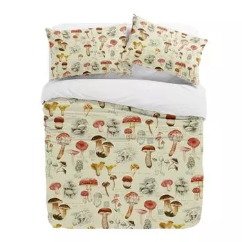 Винтажный 3-предметный комплект постельного белья Грибное растение для двуспальной кровати, домашний текстиль, пододеяльник, покрывало, наволочка EU single(135x200cm)