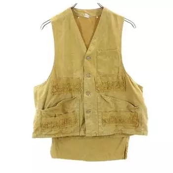 ВИНТАЖНЫЙ 40-х 50-х годов Охотничий Жилет Желтый Мужской Б/У