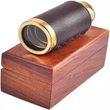 Винтажный 6-дюймовый ручной латунный пиратский навигационный телескоп с деревянной коробкой M