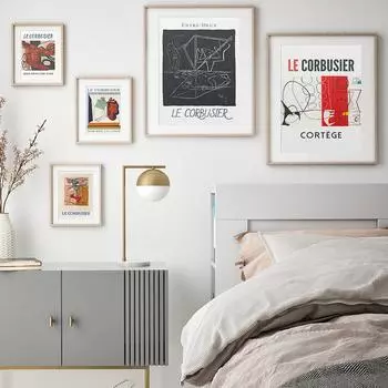 Винтажный абстрактный принт с французским выставочным плакатом Ле Корбюзье, настенная живопись на холсте, картина, современный домашний декор для гостиной 21cm30cm NoFrame