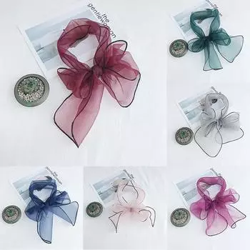 Винтажный элегантный дизайн, шелковый атласный женский маленький шейный шарф зелёный