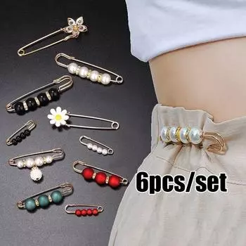 Винтажный элегантный комплект брошей из искусственного жемчуга, модная одежда, броши для женщин, брошь для платья-свитера, булавки, модные аксессуары 6PCS