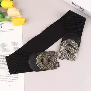 Винтажный элегантный широкий эластичный пояс с металлической пряжкой для женщин, декоративные ремни