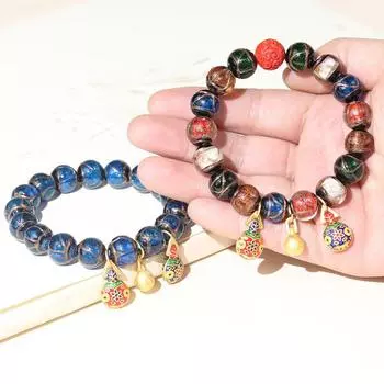 Винтажный ароматный серый глазурованный браслет в стиле киновари Цинь, красочные ювелирные аксессуары 10mm for Womens