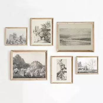 Винтажный эскиз деревьев пейзаж ботанический кипарис постер и принты печать на холсте настенная картина для декора гостиной 21cm30cm NoFrame