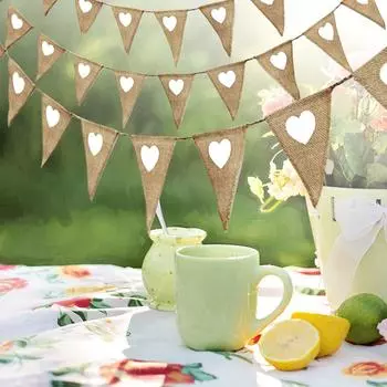 Винтажный баннер с изображением сердца в деревенском стиле из мешковины, вымпел, баннер для садовой вечеринки, Рождества, дня рождения, свадьбы, фестиваля, украшения
