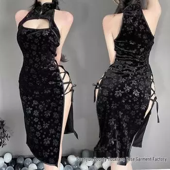 Винтажный бархатный комплект нижнего белья в стиле ципао Linlin Ting One Size