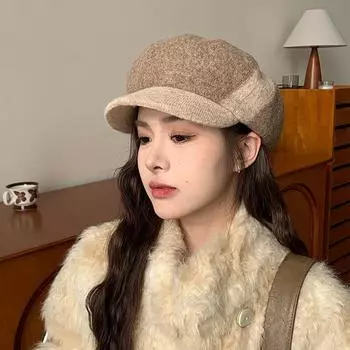 Винтажный берет, кепка газетчика, регулируемая, осенне-зимняя, берет таксиста, мягкий шерстяной берет для женщин, береты, кепка художника average size чёрный