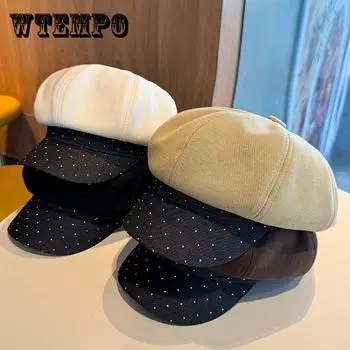 Винтажный бежевый женский берет, восьмиугольная кепка, плоские поля для защиты от солнца, идеально подходит для осени и зимы, для поездок на работу и на каждый день one size чёрный