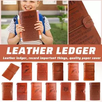 Винтажный блокнот из искусственной кожи с индивидуальной гравировкой, страницами премиум-класса и надежным ремешком для подарков и повседневного использования One Size