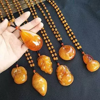 Винтажный богемный этнический стиль, пчелиный воск, янтарный кулон, женский свитер, цепочка, ожерелье из бисера