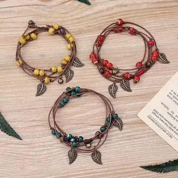 Винтажный богемный керамический браслет для девочек, сладкий колокольчик, универсальный браслет, многослойный браслет, ювелирные изделия