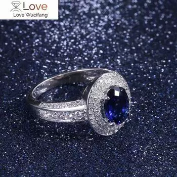 Винтажный большой синий овальный фианитовый камень окружённый кольцом ежедневное сочетание для женщины зубчатый оправа подарок на годовщину оптовая продажа 6