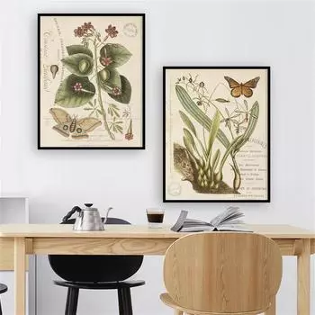 Винтажный ботанический коллаж с бабочками, настенный художественный декор, индивидуальный постер для кабинета, спальни, гостиной 21cm30cm NoFrame