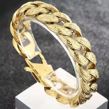 Винтажный браслет-цепочка из кубинских звеньев черного золота для мужчин, прочные мужские браслеты из нержавеющей стали, подарки на день рождения для папы, мужа, него 21CM серебряный