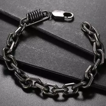 Винтажный браслет-цепочка из нержавеющей стали 316l шириной 8 мм для мужчин, наручные мужские браслеты, мужские браслеты на руку, ювелирные изделия ручной работы 20cm чёрный