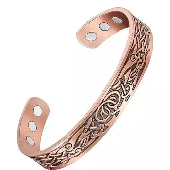 Винтажный браслет из цинкового сплава Красный медный магнитный браслет Красный медный браслет Мужской браслет с регулируемым открытием магнитной энергии бронзовый