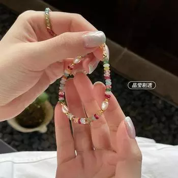 Винтажный браслет из натурального камня дофаминового цвета, женский легкий роскошный браслет из жемчуга Мори, осенне-зимние украшения из стерлингового серебра 925 silver