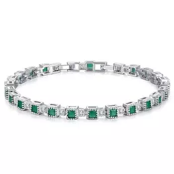 Винтажный браслет из стерлингового серебра 925 пробы с изумрудным драгоценным камнем, очаровательный свадебный коктейльный браслет, ювелирные украшения