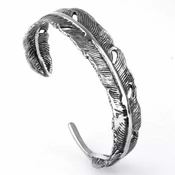 Винтажный браслет из титановой стали с перьями Bp0031