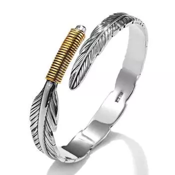 Винтажный браслет-манжета в стиле панк серебряного цвета с потертыми перьями для мужчин и женщин, креативный дизайн, открытый браслет на запястье, очаровательные ювелирные изделия, подарок на день рождения
