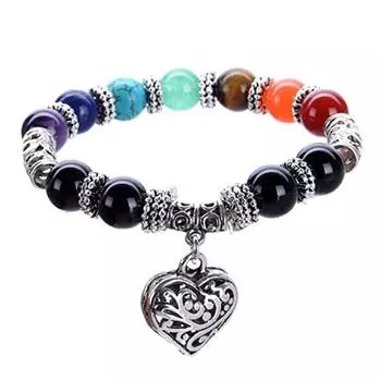 Винтажный браслет с 7 чакрами и камнями из бисера, женский браслет в форме сердца, подарок