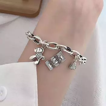 Винтажный браслет с замком для пресбиопии, модный браслет с подвеской в стиле хип-хоп