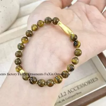 Винтажный браслет унисекс в виде карпа: Китайский стиль, бусины на удачу и дизайн золотых рыбок S0327