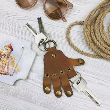 Винтажный брелок из пальмовой кожи: Подвеска-ключ в виде ладони в стиле ретро для замков дома или двери коричневый